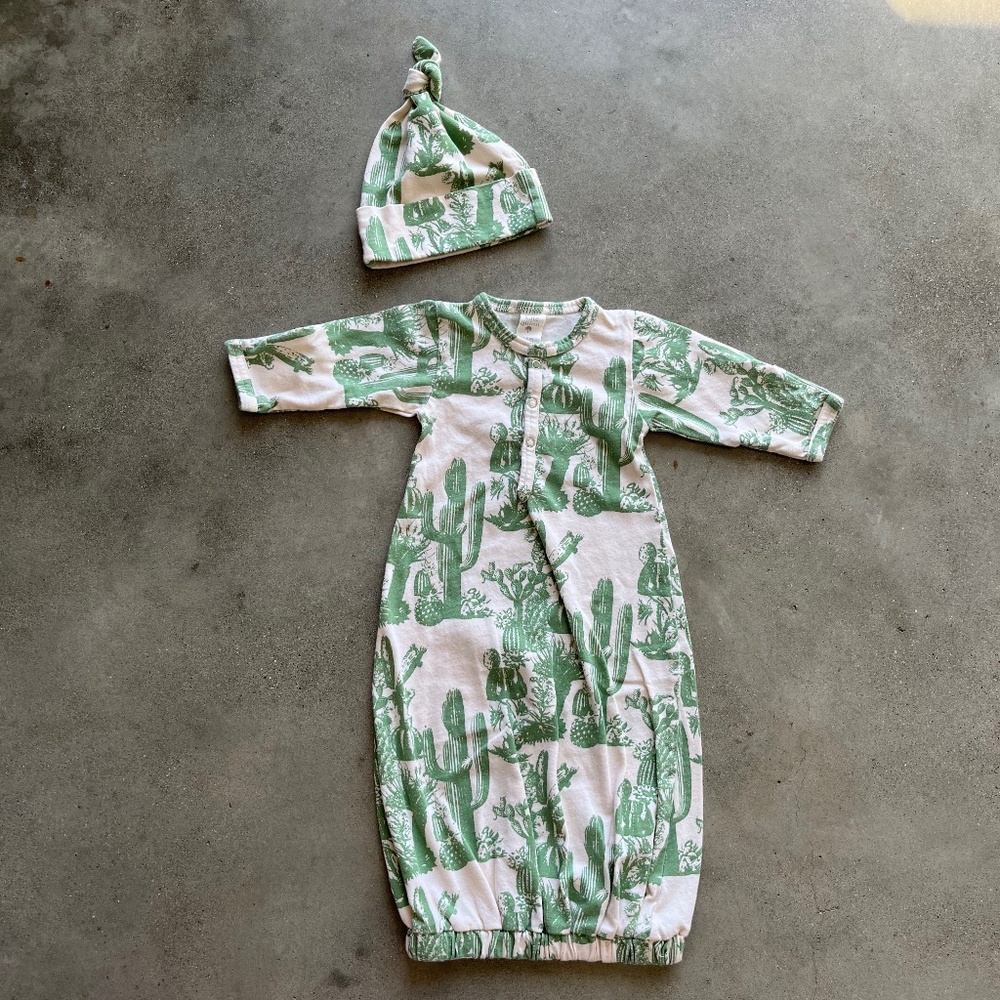 Kate Quinn RARE Cactus Print Classic Sacque & Knot Hat